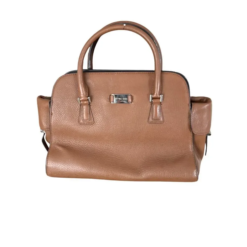 Michael Kors Brown Pebbled Leather Satchel Silver Hardware - Picture 5 of 10